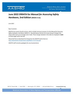 AASHTO MASH-2 Errata 4