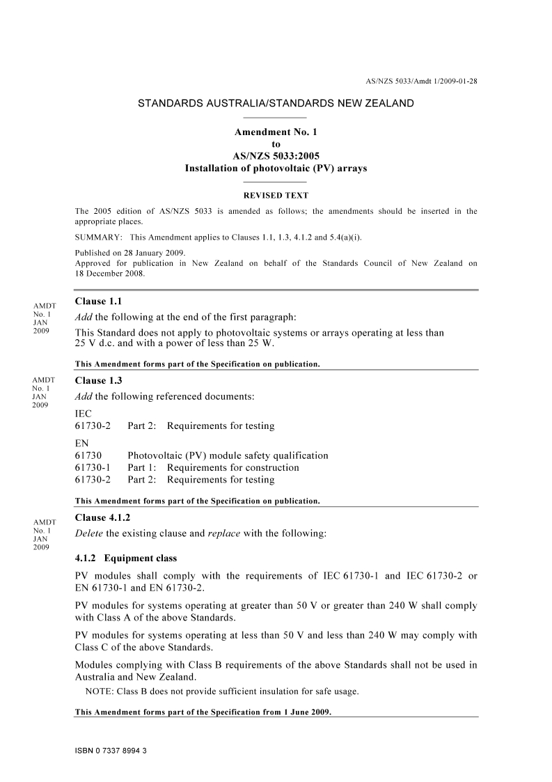 AS/NZS 5033-2005 AMDT 1