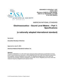 ASA S1.4-2014/Part 1 / IEC 61672-1:2013 (R2019)