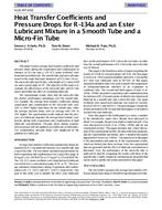 4126 (RP-630) — Heat Transfer Coefficients and Pressure Drops for R-134a and an Ester Lubricant Mixture in a Smooth Tube and a Micro-Fin Tube