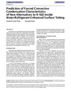 SF-98-15-1 — Prediction of Forced Convective Condensation Characteristics of New Alternatives to R-502 Inside Water/Refrigerant Enhanced Surface Tubing