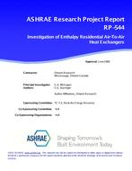 RP-544 — An Investigation of 'Enthalpy' Residential Air-To-Air Heat Exchangers