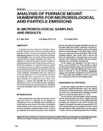 CH-93-18-3 — Analysis of Furnace Mount Humidifiers for Microbiological and Particle Emissions – Part III: Microbiological Sampling and Results