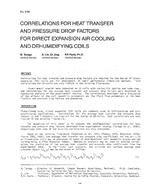 3182 — Correlations for Heat Transfer and Pressure Drop Factors for Direct Expansion Air Cooling and Dehumidifying Coils