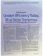 Greater Efficiency Today, Blue Skies Tomorrow: Innovation for a Sustainable Built Enviroment