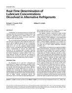 4310 (RP-761) — Real-Time Determination of Lubricant Concentrations Dissolved in Alternative Refrigerants