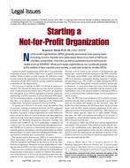 Legal Issues: Starting a Not-for-Profit Organization