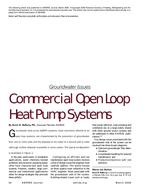 Groundwater Issues: Commercial Open Loop Heat Pump Systems