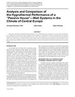 Analysis and Comparison of the Hygrothermal Performance of a Ã¢Â€ÂœPassive HouseÃ¢Â€ÂÃ¢Â€Â”Wall Systems in the Climate of Central Europe