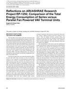 CH-09-033 (RP-1292) — Reflections on ARI/ASHRAE Research Project RP-1292, Comparison of the Total Energy Consumption of Series versus Parallel Fan Powered VAV Terminal Units