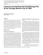 CH-09-014 — Lessons Learned from the Cold Storage Fire at the Chicago WorldÃ¢Â€Â™s Fair of 1893