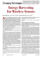 Emerging Technologies: Energy Harvesting For Wireless Sensors