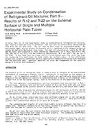 2903 (RP-378) — Experimental Study on Condensation of Refrigerant-Oil Mixtures: Part II Ã¢Â€Â” Results of R-12 and R-22 on the External Surface of Single and Multiple Horizontal Plain Tubes