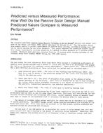 HI-85-33-4 — Predicted versus Measured Performance: How Well Do the Passive Solar Design Manual Predicted Values Compare to Measured Performance?