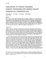 3089 — Evaluation of Hourly Building Energy Programs for Passive Solar Residential Construction