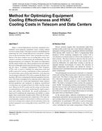 NY-08-004 — Method for Optimizing Equipment Cooling Effectiveness and HVAC Cooling Costs in Telecom and Data Centers