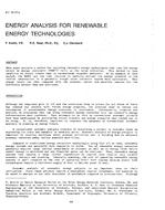 NY-87-07-4 — Energy Analysis for Renewable Energy Technologies