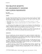 NY-87-17-3 — The Relative Benefits of Low-Emissivity Windows for Florida Residences