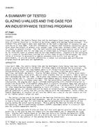 OT-88-07-2 — A Summary of Tested Glazing U-Values and the Case for an Industry-Wide Testing Program