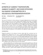 OT-88-14-2 — Effects of Ambient Temperature, Ambient Humidity, and Door Openings on Energy Consumption of a Household Refrigerator-Freezer