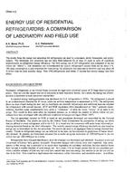 OT-88-14-3 — Energy Use of Residential Refrigerators: A Comparison of Laboratory and Field Use