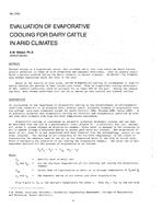 3151 — Evaluation of Evaporative Cooling for Dairy Cattle in Arid Climates