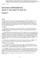 PO-86-10-3 — Building Commissioning: What If You Want to Skip It?