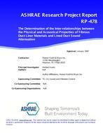 RP-478 — Determining the the Physical Properties of Fibrous Duct Lining Materials and Their Sound Attenuation Properties