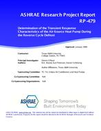 RP-479 — Determination of the Transient Response Characteristics of the Air Source Heat Pump During Reverse Cycle Defrost