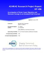 RP-496 — Investigation of Water Vapor Migration and Moisture Storage in an Insulated Wall Structure