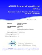 RP-551 — Laboratory Study to Determine Flow Resistance of HVAC Duct Fittings