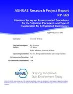 RP-569 — A Study to Determine Recommended Procedures for the Selection, Placement and Type of Evaporators for Refrigerated Warehouse Facilities