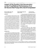 3960 — Impact of the Suction Line Accumulator on the Frost/Defrost Performance of an Air-Source Heat Pump with a Scroll Compressor