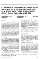 OR-94-06-4 — Comparison of Numerical Predictions of Horizontal Nonisothermal Jet in a Room with Three Turbulence Models – k-epsilon EVM, ASM, and DSM