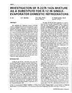 3557 — Investigation of R-22/R-142b Mixture as a Substitute for R-12 in Single-Evaporator Domestic Refrigerators