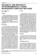 AN-92-05-1 — Solubility and Miscibility of Environmentally Safer Refrigerant/Lubricant Mixtures