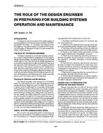 AT-90-23-3 — The Role of the Design Engineer in Preparing for Building Systems Operation and Maintenance