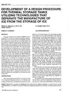 3856 (RP-707) — Development of a Design Procedure for Thermal StorageTanks Utilising Technologies that Separate the Manufacture of Ice form the Storage of ice