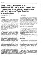 CH-95-03-4 — Moisture Conditions in a North-Facing Wall with Cellulose Loose-Fill Insulation. Construction with and without a Vapour Retarder and Air Leakage