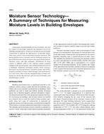 4622 — Moisture Sensor Technology — A Summary of Techniques for Measuring Moisture Levels in Building Envelopes