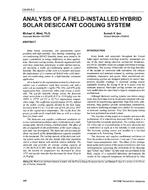 CH-95-05-2 — Analysis of a Field-Installed Hybrid Solar Desiccant Cooling System