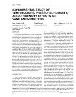 3901 (RP-698) — Experimental Study of Temperature, Pressure, Humidity and/or Density Effects on Vane Anemometers