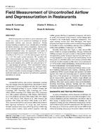 AT-96-13-2 — Field Measurement of Uncontrolled Airflow and Depressurization in Restaurants