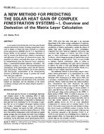 NO-94-14-2 — A New Method for Predicting the Solar Heat Gain of Complex Fenestration Systems – 1. Overview and Derivation of the Matrix Layer Calculation