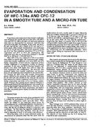 3495 (RP-630) — Evaporation and Condensation of HFC-134a and CFC-12 in a Smooth Tube and a Micro-Fin Tube