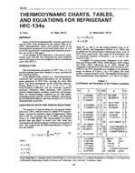 3518 — Thermodynamic Charts, Tables, and Equations for Refrigerant HFC134a