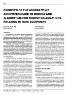 3311 — Overview of the ASHRAE TC 4.7 Annotated Guide to Models and Algorithms for Energy Calculations Relating to HVAC Equipment