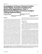 KC-03-13-1 — Investigation of Human Thermal Comfort Under Highly Transient Conditions for Automotive ApplicationsÃ¢Â€Â”Part 1: Experimental Design and Human Subject Testing Implementation