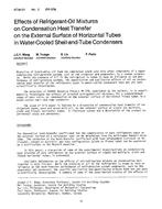 AT-84-01-2 (RP-378) — Effects of Refrigerant-Oil Mixtures on Condensation Heat Transfer on the External Surface of Horizontal Tubes in Water-Cooled Shell-and-Tube Condensers