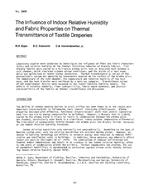 AT-2808 — The Influence of Indoor Relative Humidity and Fabric Properties on Thermal Transmittance of Textile Draperies